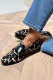 Colour block cow print round toe slip-on loafers