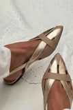 Gold Pointed Cut-Out Slingback Flats