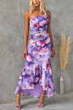 Anna | Purple Floral One Shoulder Dress