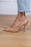 Beige Kitten Heels with Pointed Toe